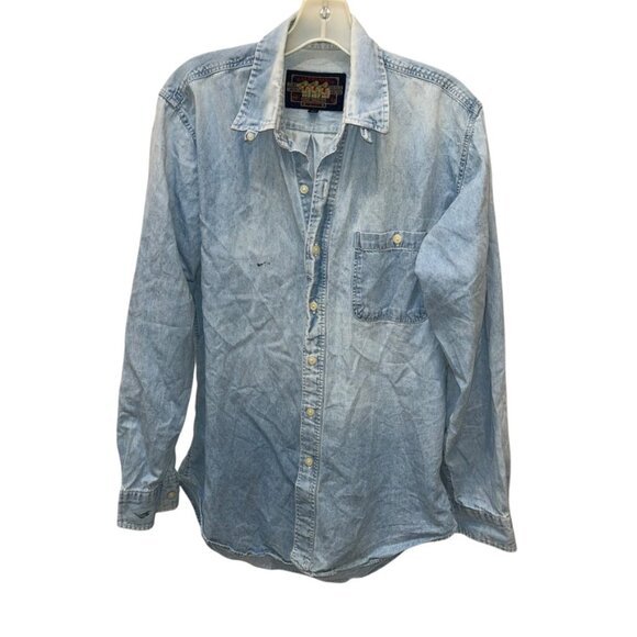 Ralph Lauren Vintage Classic chambray denim jean work shirt 15 1/2 34 - Picture 2 of 7